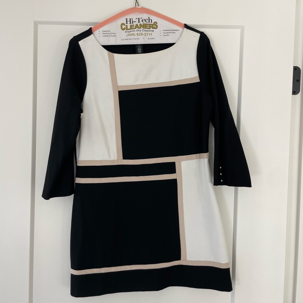 White House Black Market stretch dress, 3/4 length sleeve, size Medium